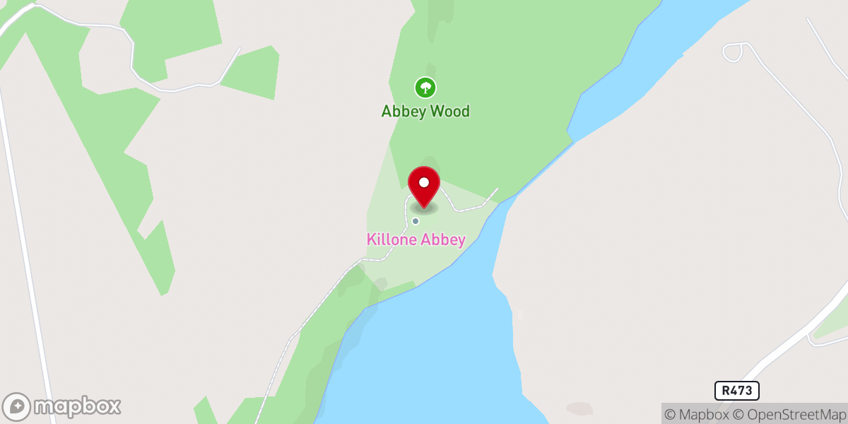 Map showing location of Killone Augustinian Abbey