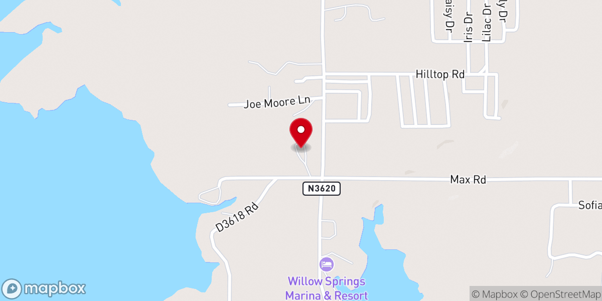Map showing location of Lake Texoma Baptist Resort Ministry
