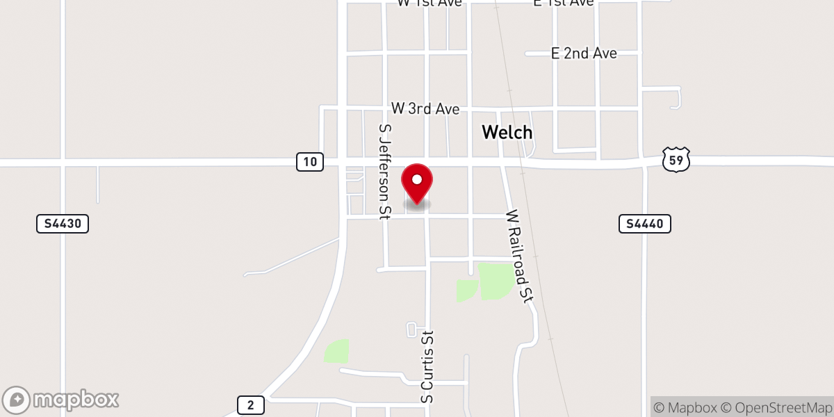 Map showing location of Welch Baptist Church