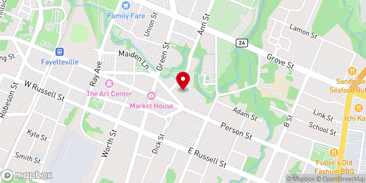 Map showing location of First Presbyterian Church