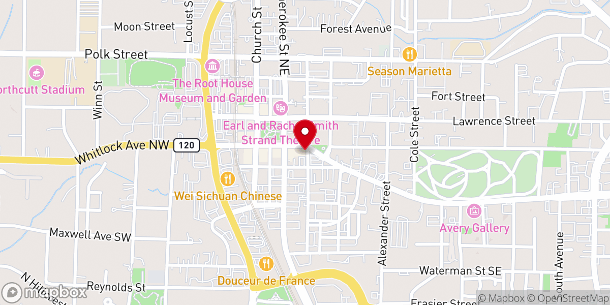 Map showing location of City Church Marietta