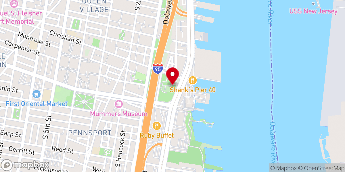 Map showing location of Gloria Dei Old Swedes Episcopal Church