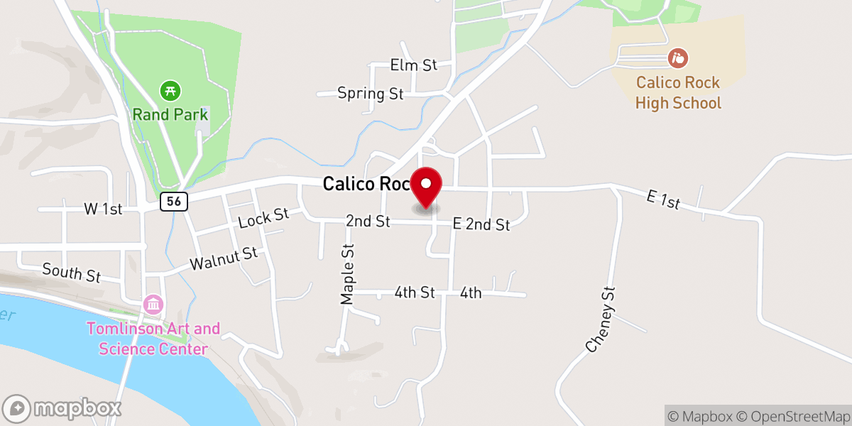 Map showing location of Calico Rock City Hall