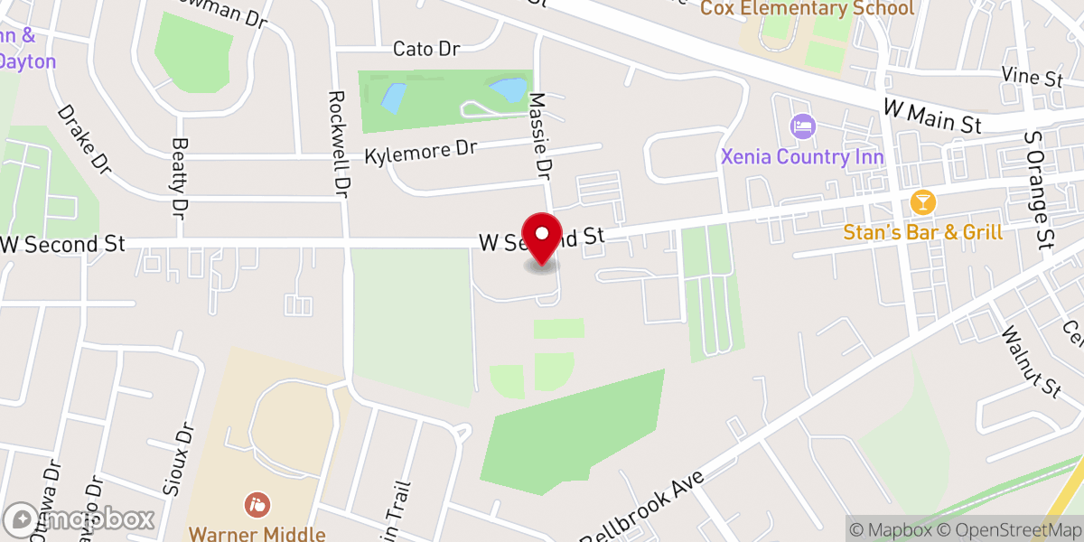 Map showing location of Xenia Community Center