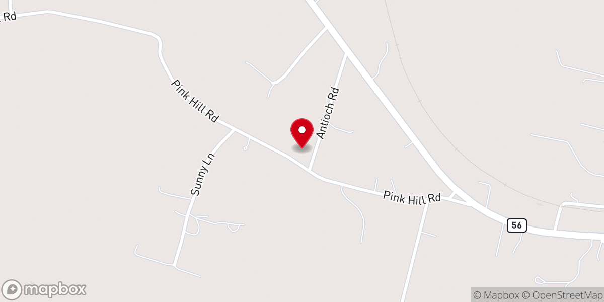 Map showing location of Antioch Church