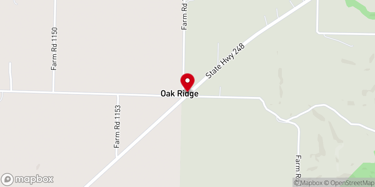 Map showing location of Oak Ridge Church