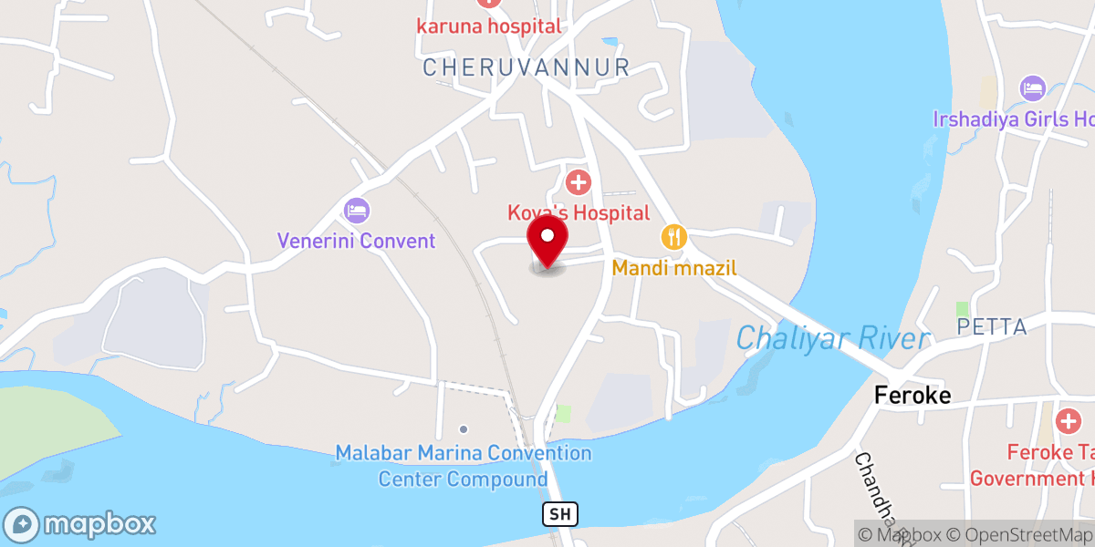 Map showing location of CSI CHURCH, Herman Master Road, Cheruvannur