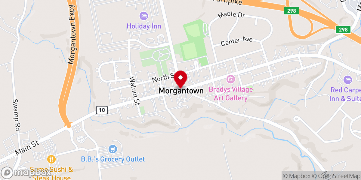 Map showing location of Morgantown