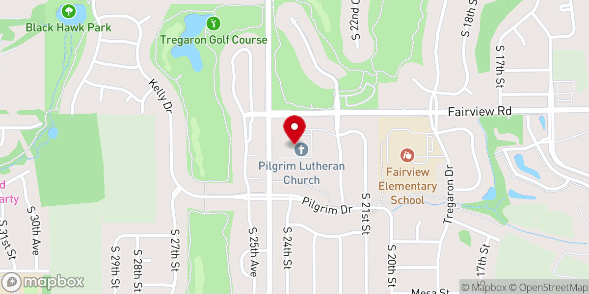 Map showing location of Pilgrim Lutheran Church and Education Center