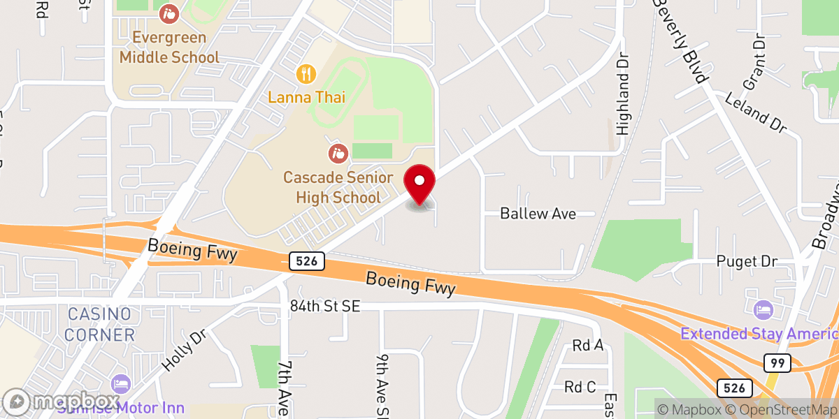 Map showing location of Cascade View Presbyterian Church