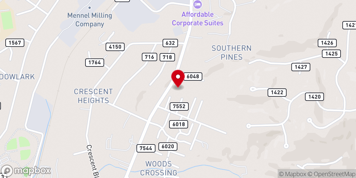 Map showing location of Korean Baptist Church of Roanoke