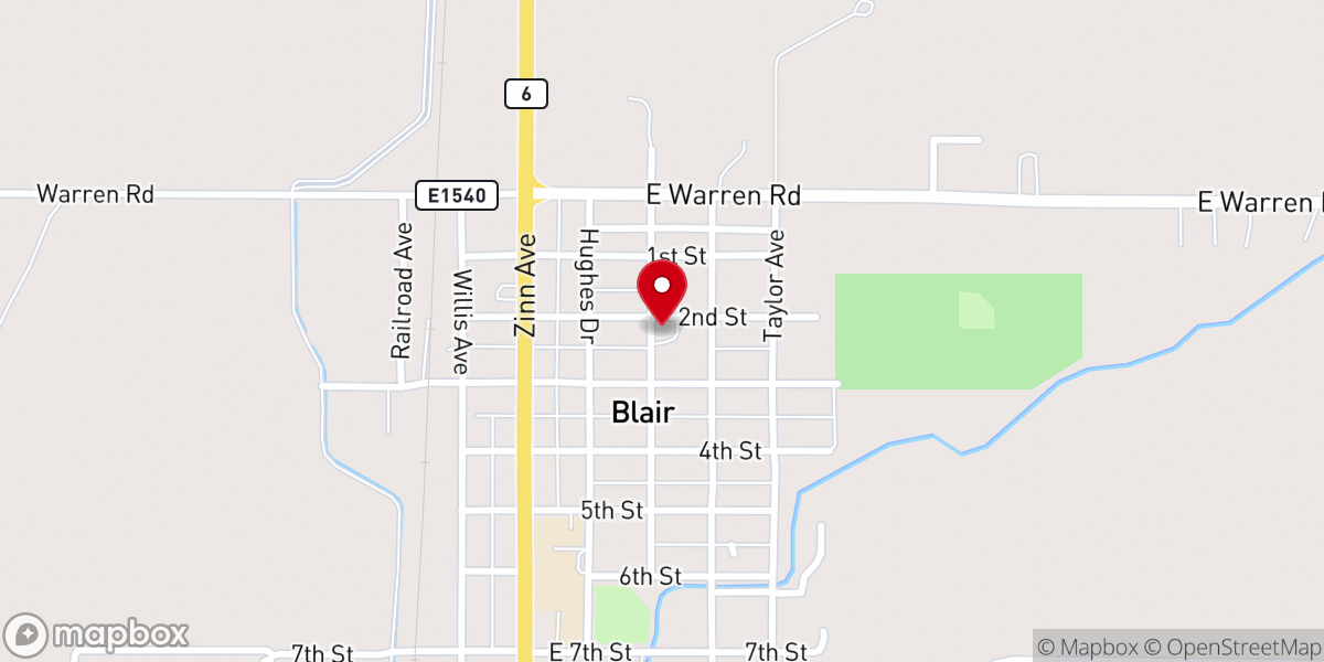 Map showing location of Blair Church of Christ