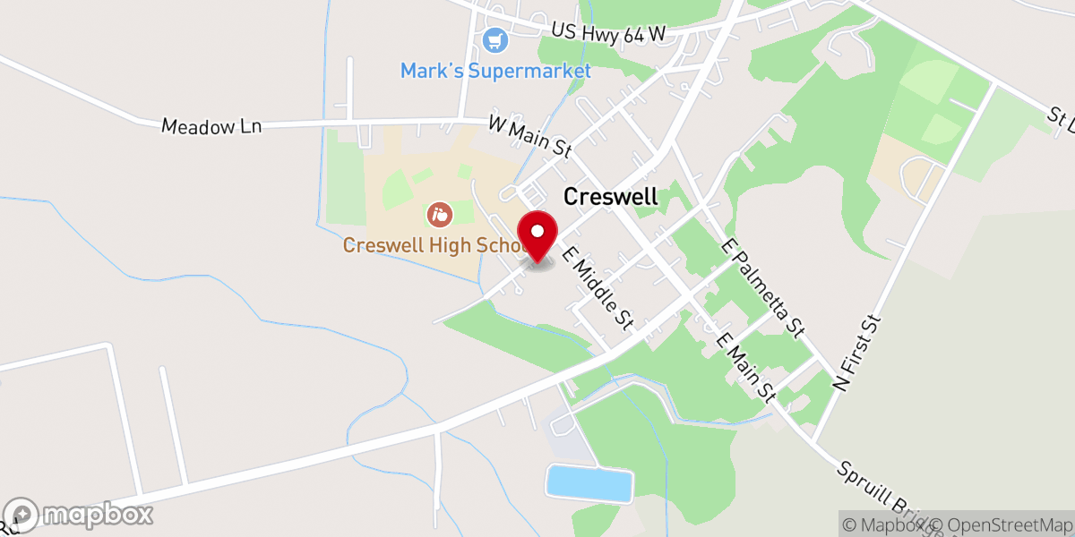 Map showing location of Creswell United Methodist Church