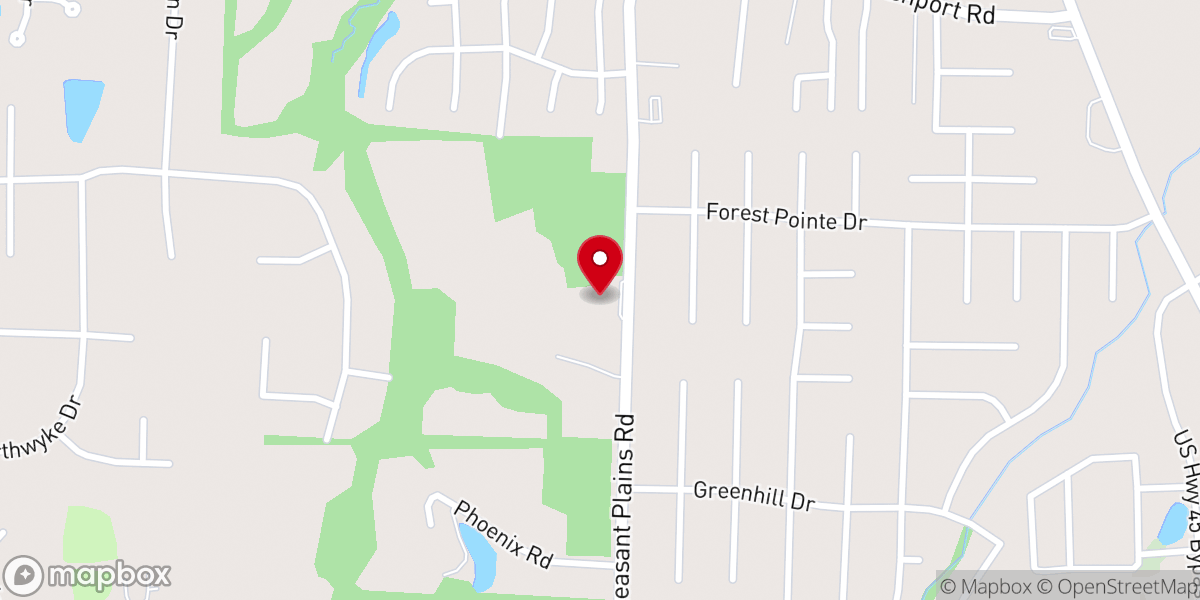 Map showing location of Pleasant Plains Baptist Church