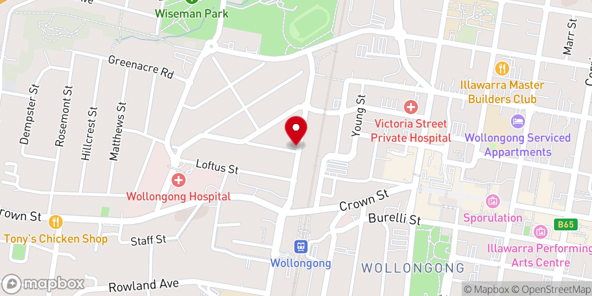 Map showing location of Wollongong Spiritualist Church Inc