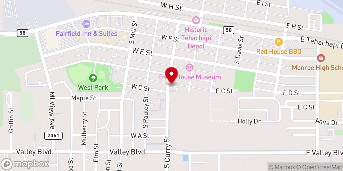 Map showing location of Tehachapi Foursquare Church