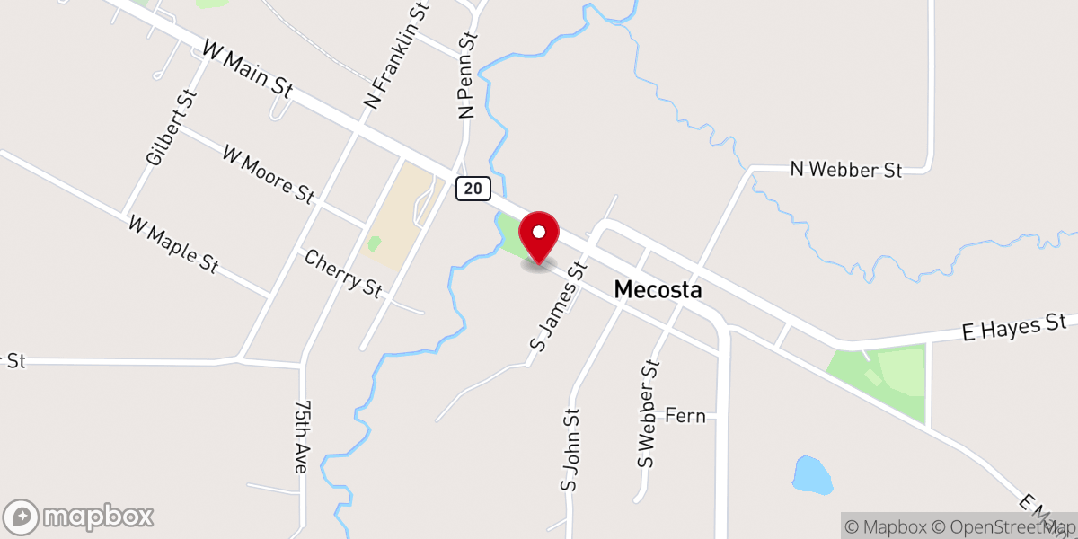 Map showing location of Mecosta Comunity Garden