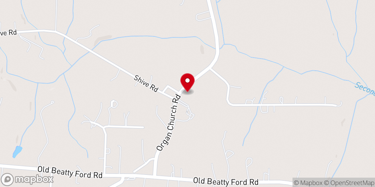 Map showing location of Organ Zion Lutheran Church