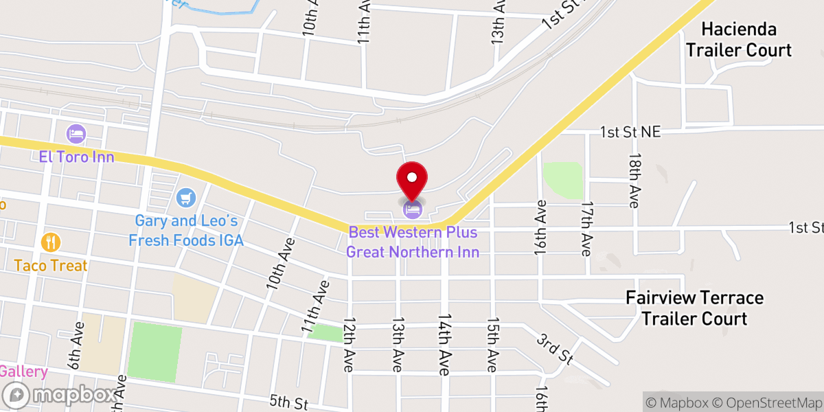 Map showing location of Best Western Plus Great Northern Inn