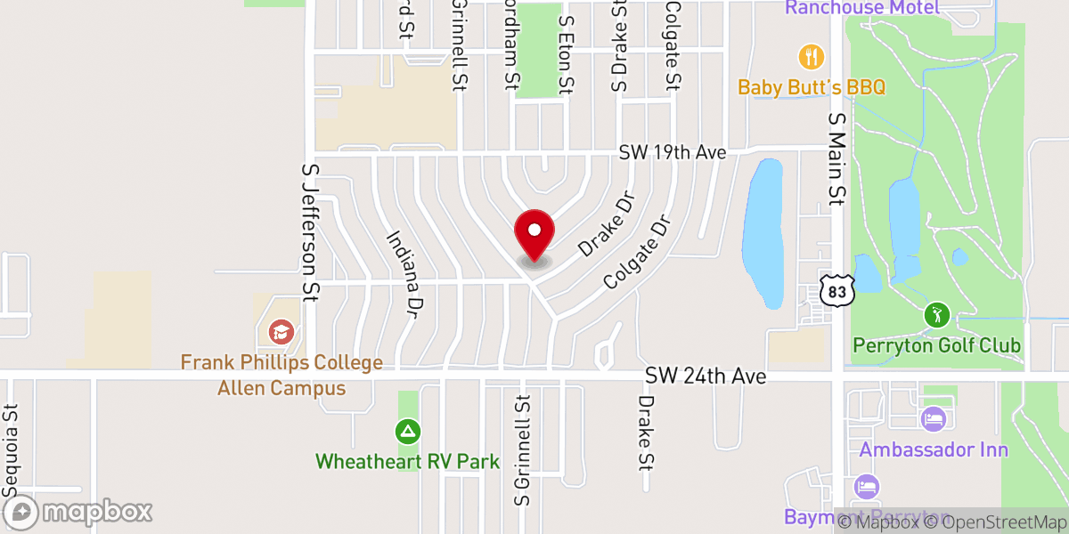 Map showing location of Southside Baptist Church