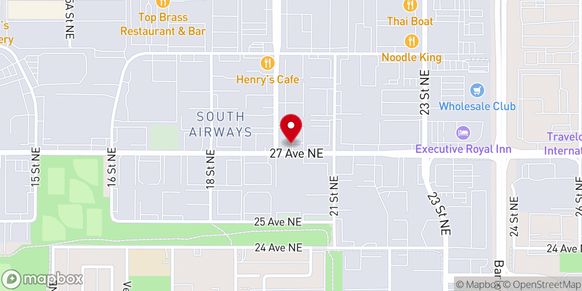Map showing location of Calgary Hamere Nohe St. Kidanemihret Ethiopian Orthodox Tewhedo church