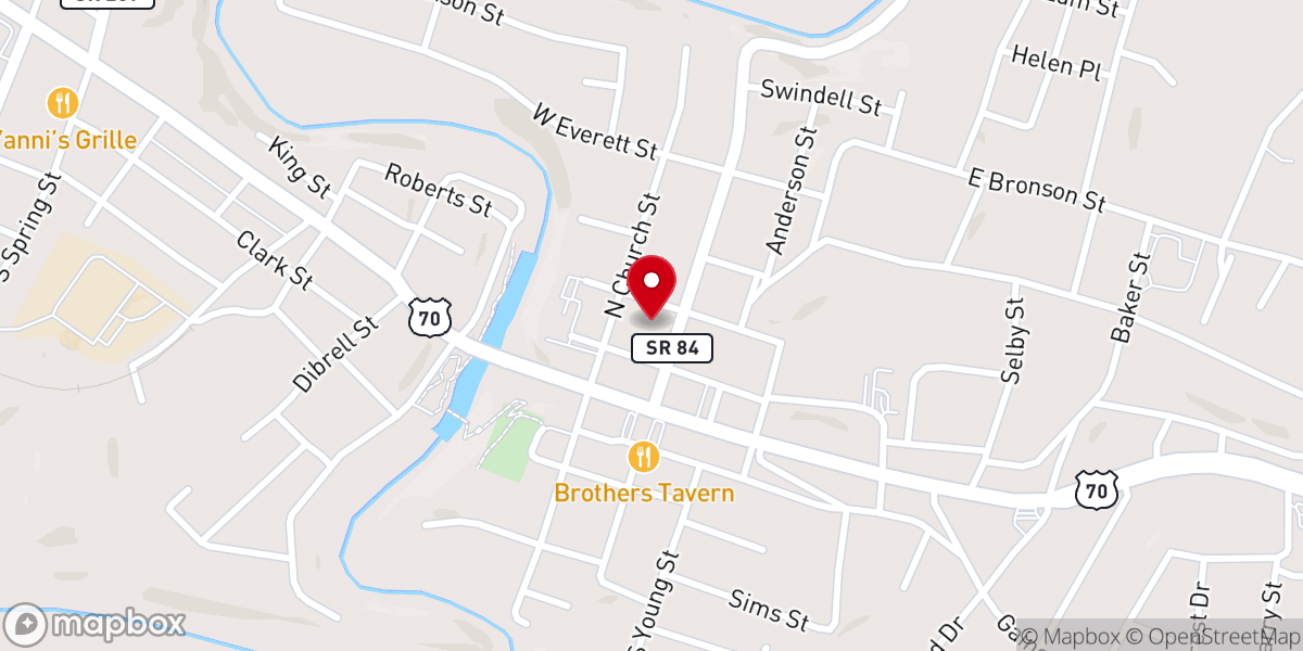 Map showing location of Central Church of Christ