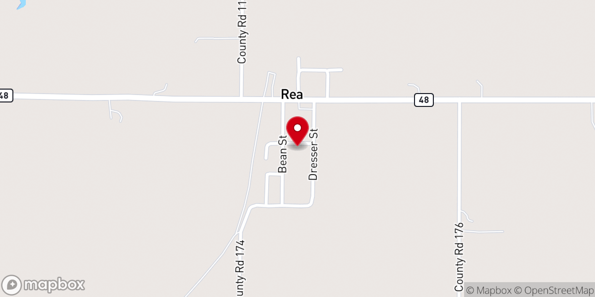 Map showing location of Rea Union Church