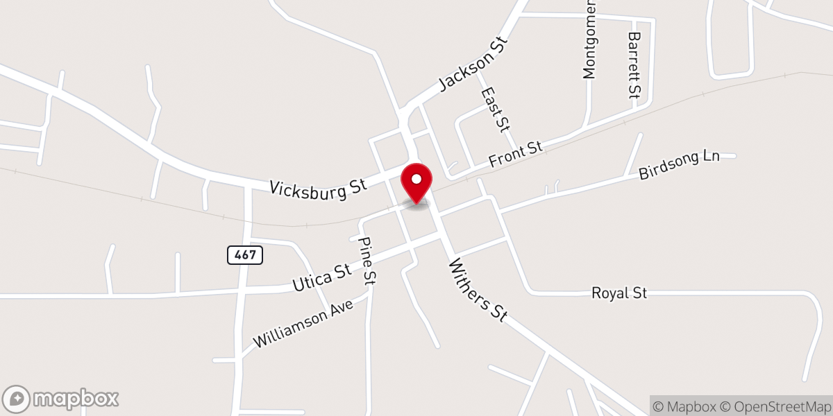 Map showing location of Edwards Town Hall