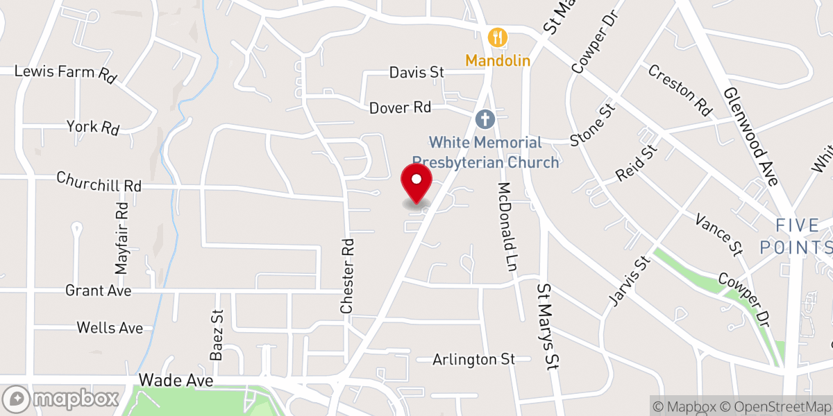 Map showing location of St. John's Baptist Church
