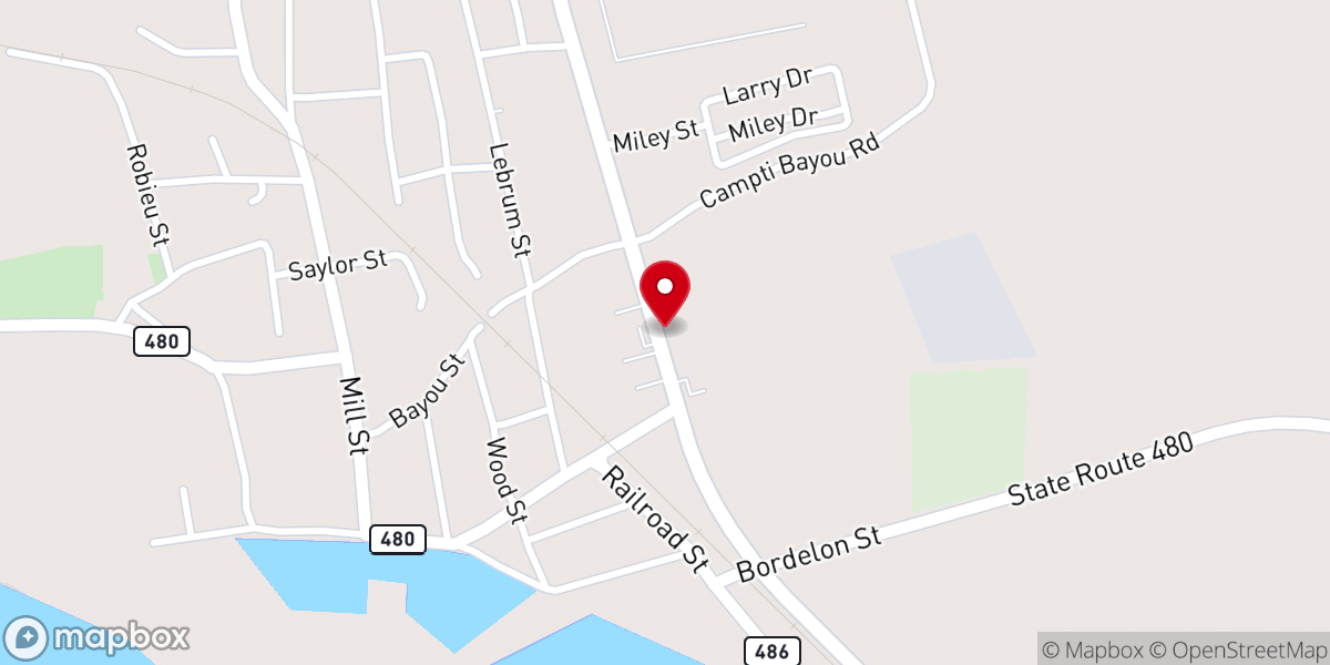 Map showing location of Campti United Pentecostal Church
