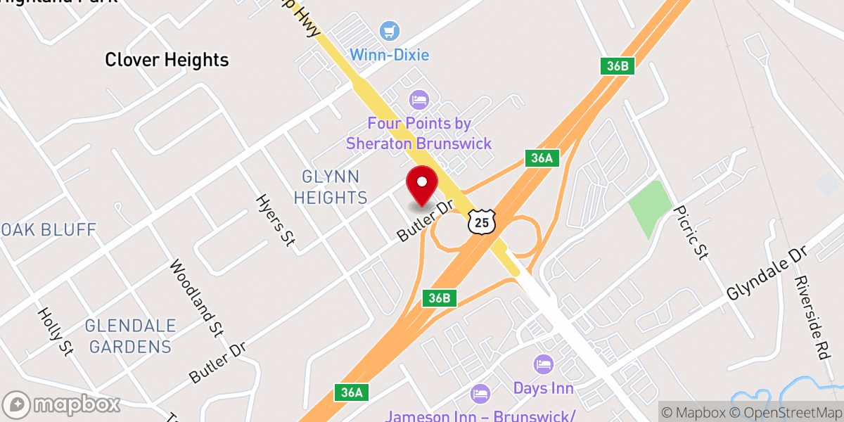 Map showing location of Glyndale Baptist Church
