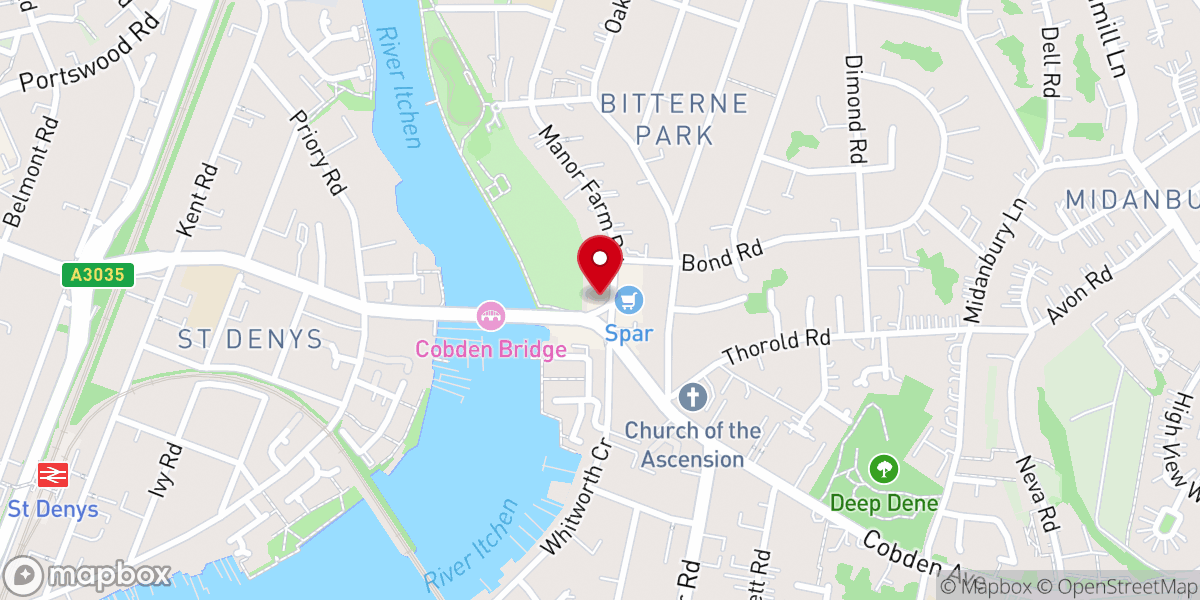 Map showing location of Oasis Church Southampton (The Old Chemist)