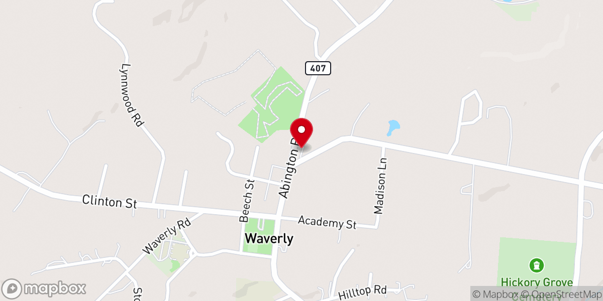 Map showing location of Waverly Community Church