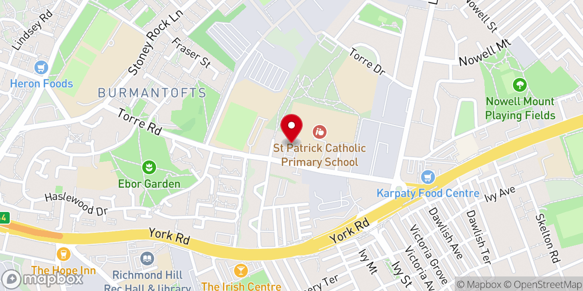 Map showing location of Saint Patrick's Catholic Church