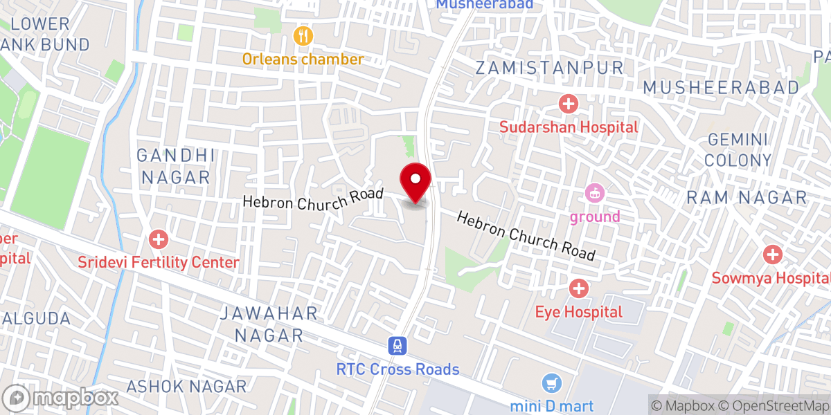 Map showing location of Hebron Church