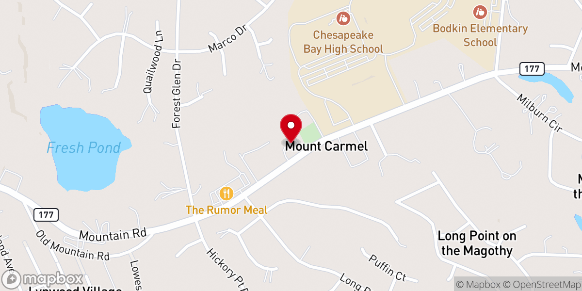 Map showing location of Mt Carmel United Methodist Church