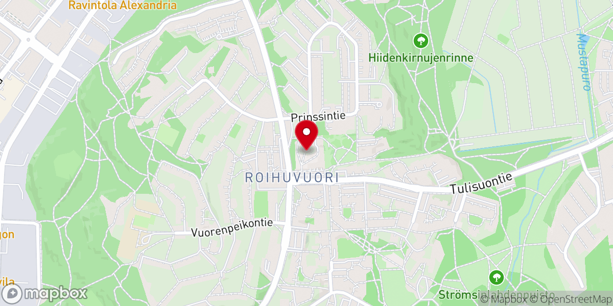 Map showing location of Roihuvuoren kirkko