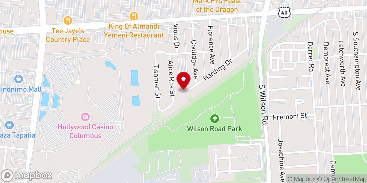 Map showing location of Columbus Hispanic Foursquare Church