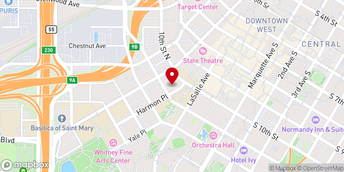 Map showing location of Eagle Brook Church in Minneapolis, MN