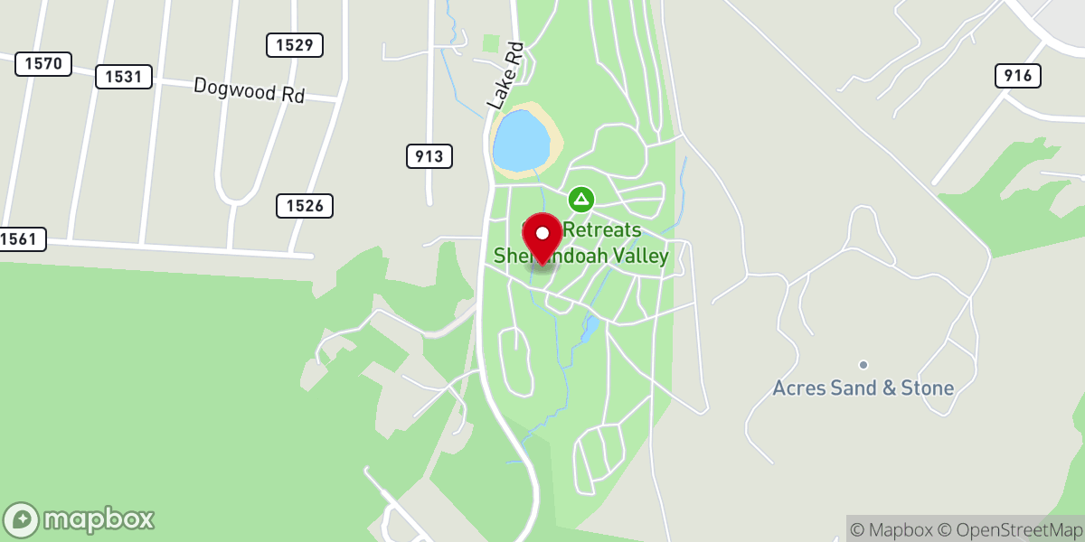 Map showing location of Sun Retreats Shenandoah Valley