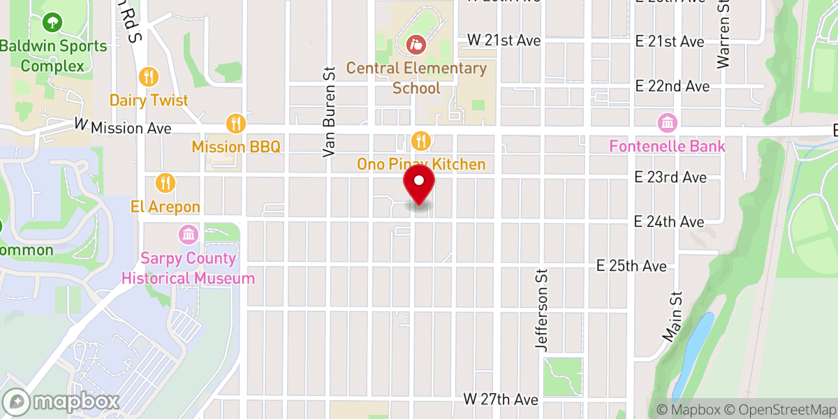 Map showing location of Bellevue church of Christ