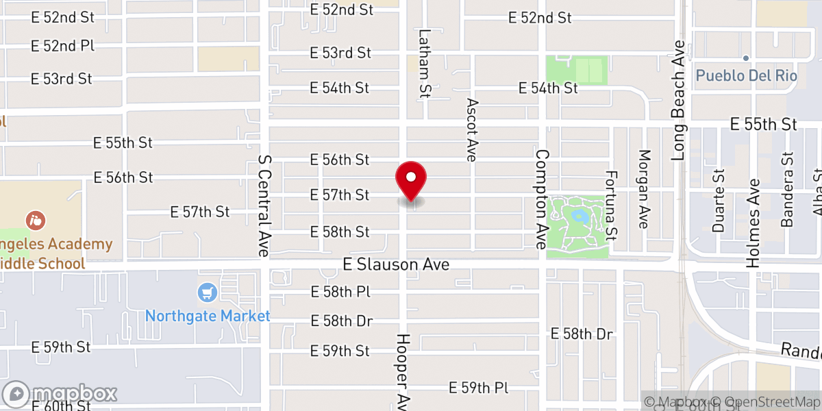 Map showing location of First Missionary Baptist Church of Los Angeles