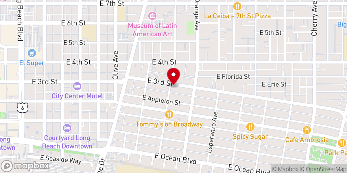 Map showing location of The Ebell Club Long Beach