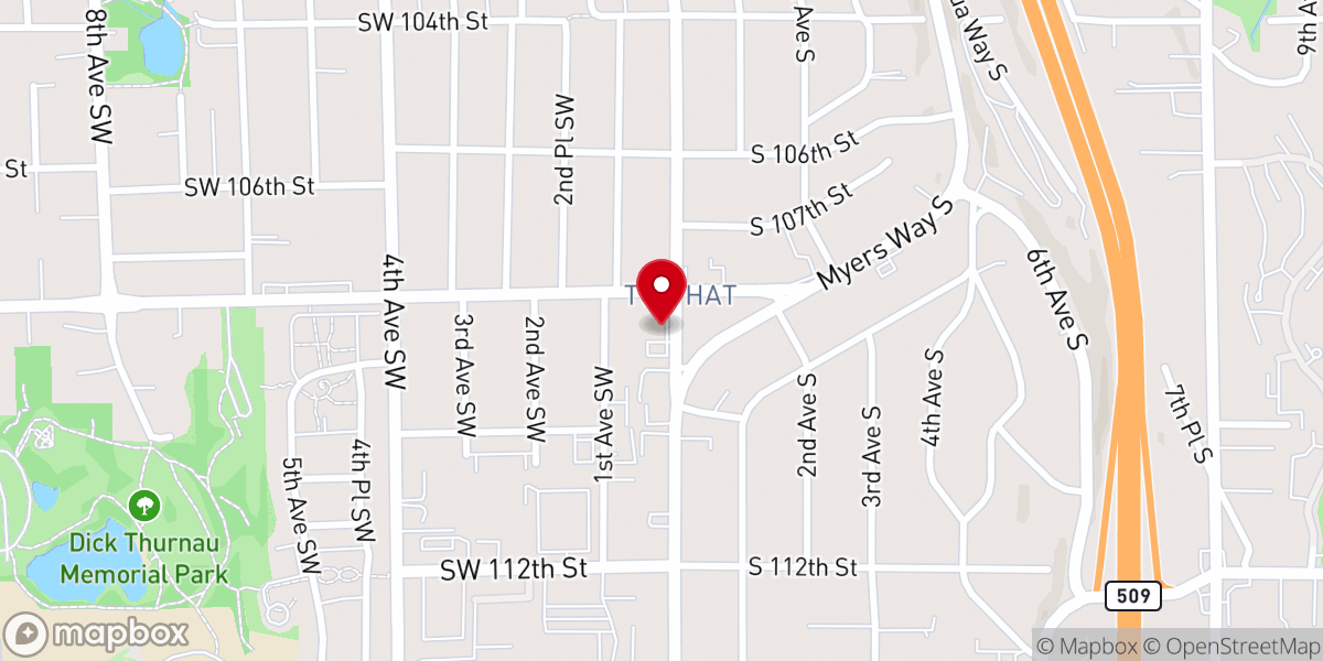 Map showing location of Victory Outreach Church of Seattle