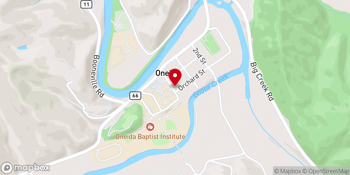 Map showing location of Oneida Baptist Church