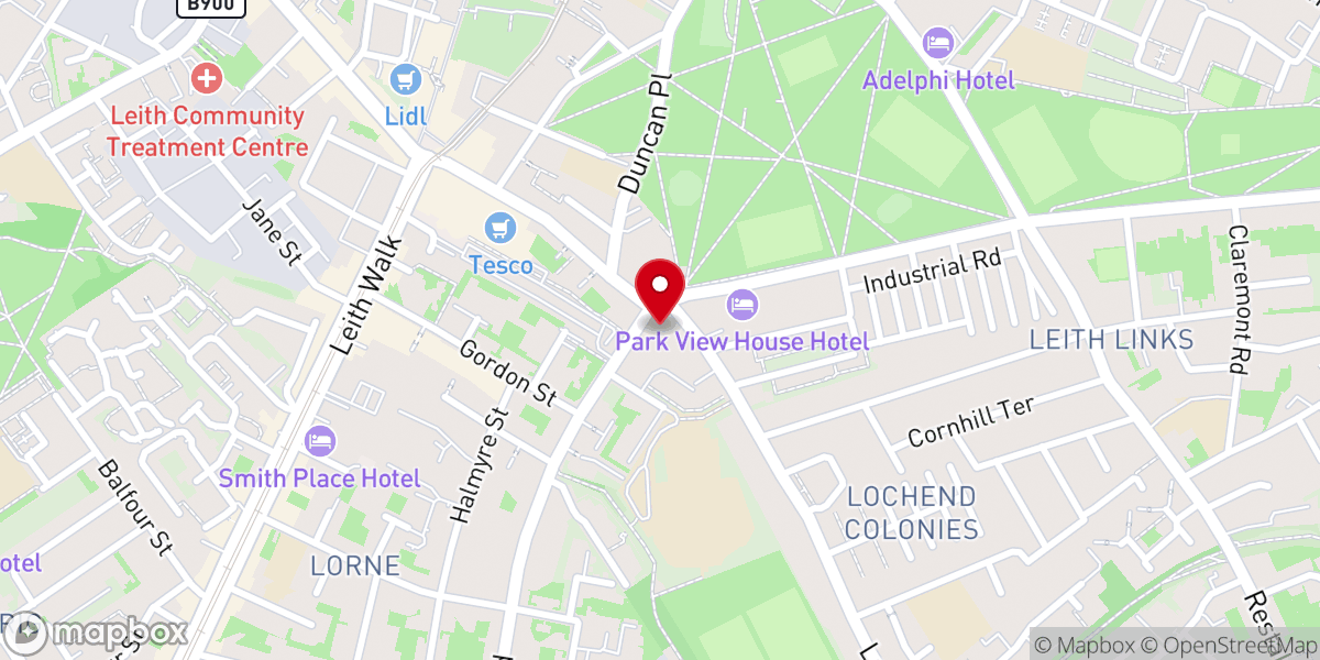Map showing location of Leith St Andrew's Church