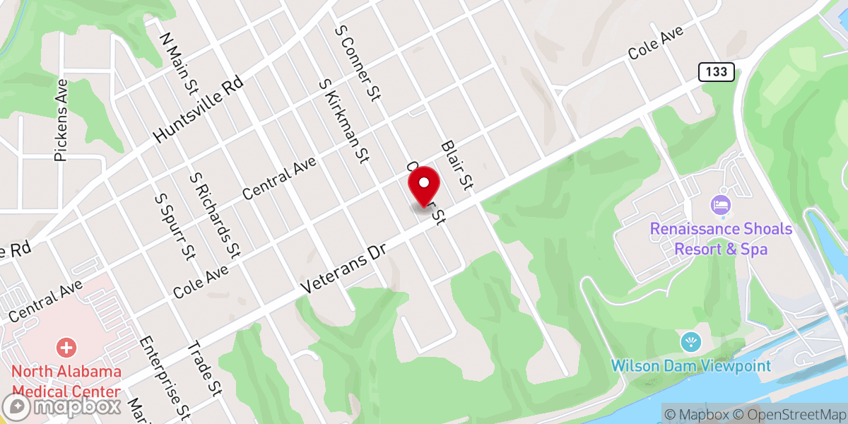 Map showing location of East Florence Missonary Baptist Church