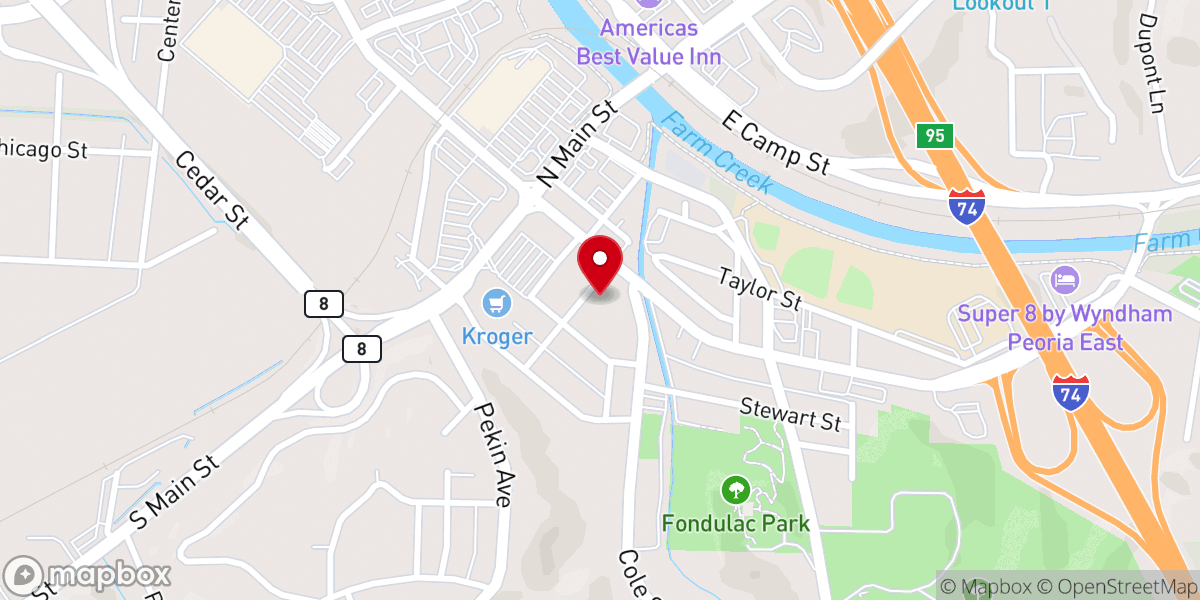 Map showing location of East Peoria Food Pantry