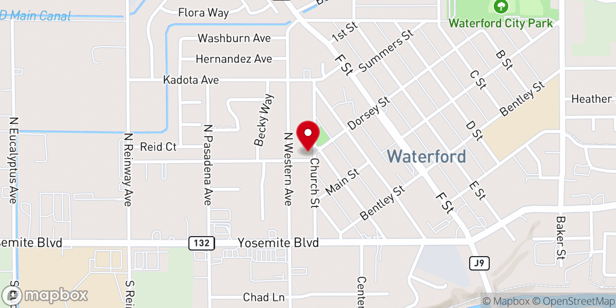 Map showing location of Waterford Church of the Brethren