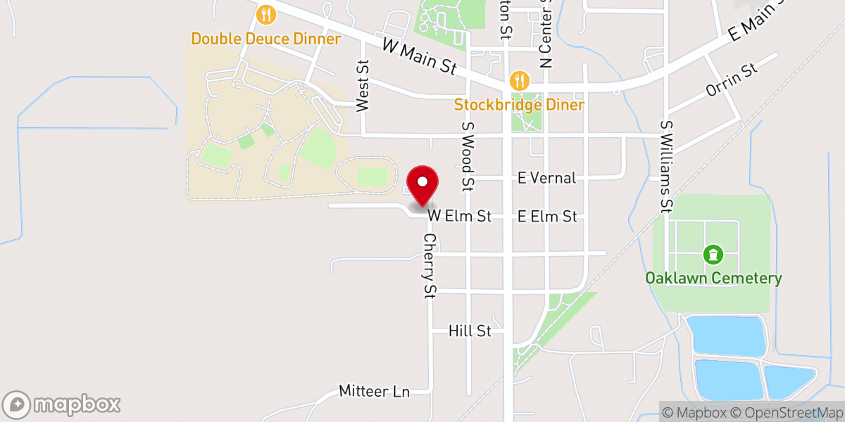 Map showing location of Stockbridge Outreach Center - Food Distribution Center